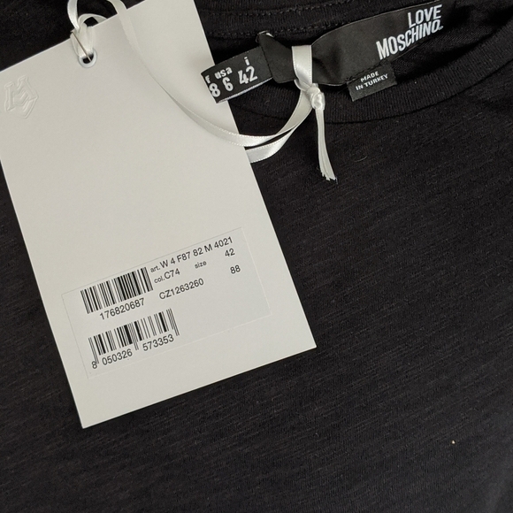 Love Moschino Top Oversize Side Zip Elbow Length Neon Toggle Pulls Black M NWT - Picture 13 of 14